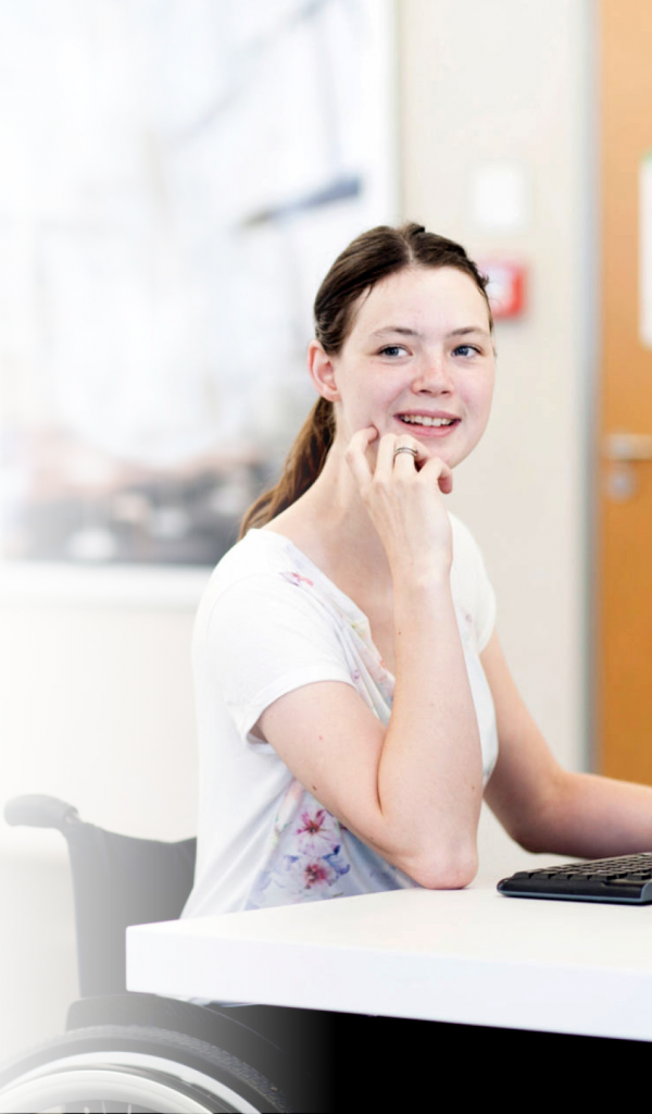 Young adult working at a computer